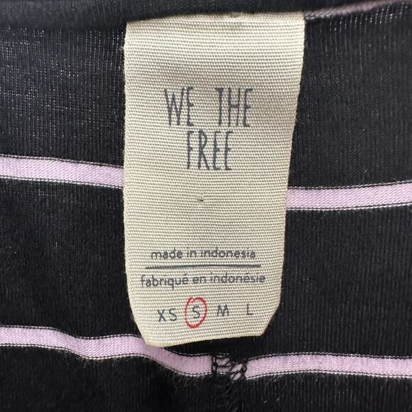 We the Free Small Black Pink Striped Boxy Cut V-Neck Open Front Stretchy EUC - Picture 8 of 9